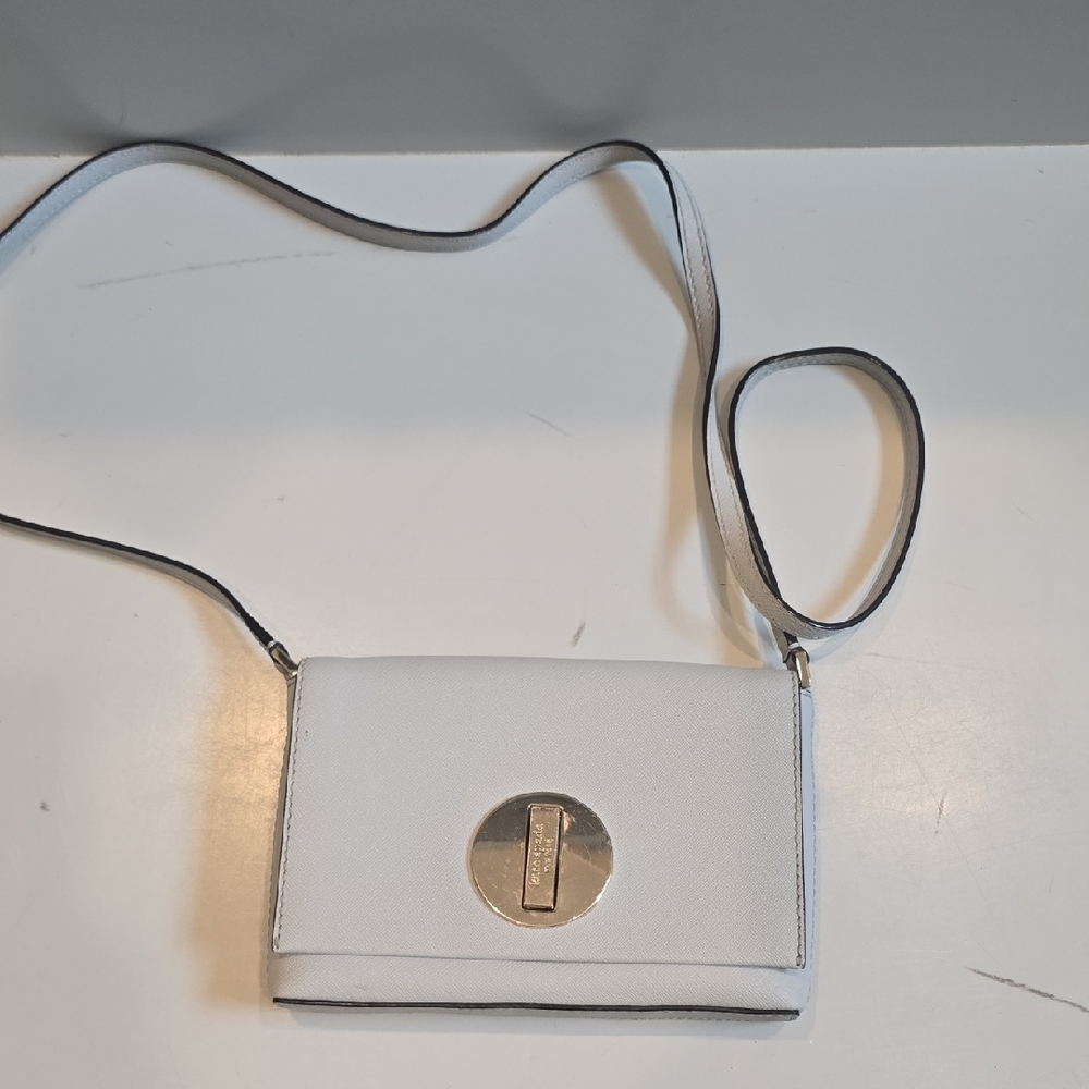 Kate Spade White Crossbody Bag with Silver Accent